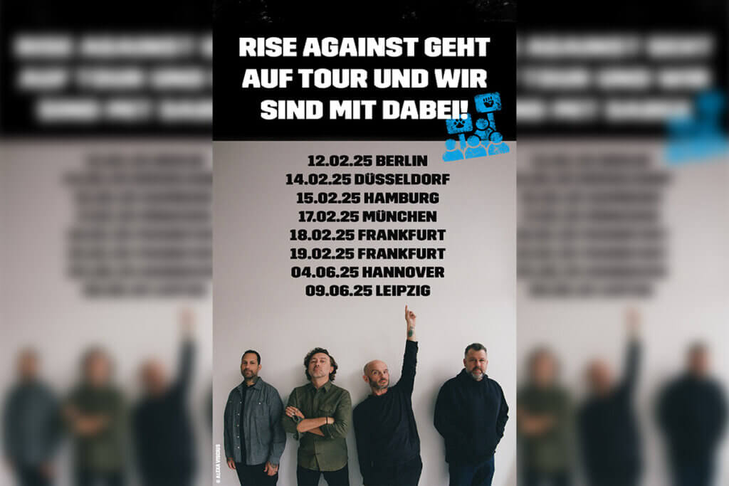 Ein Bild von der Band Rise Against mit Tourdaten.